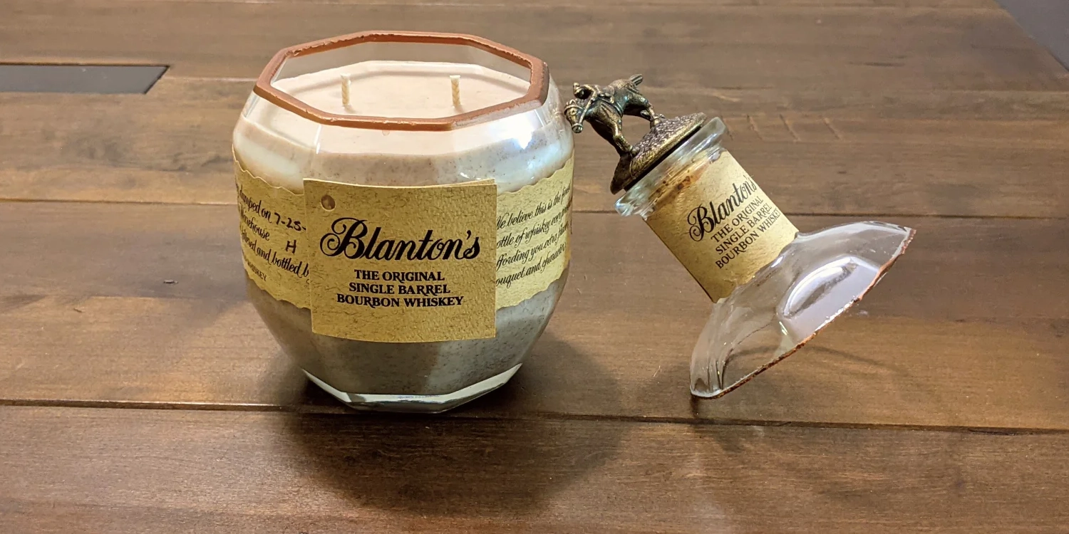 Blantons candle whiskey bottle