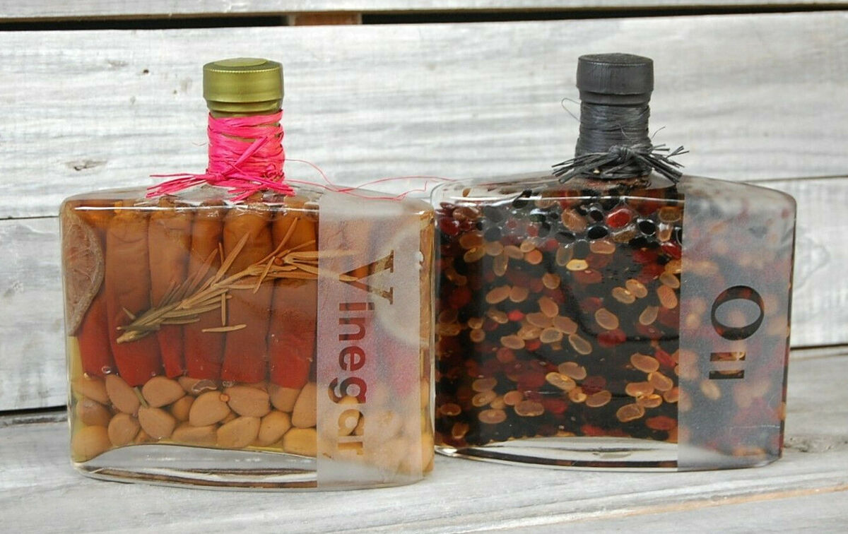 Bar mixers and oil and vinegar bottles from whiskey bottles