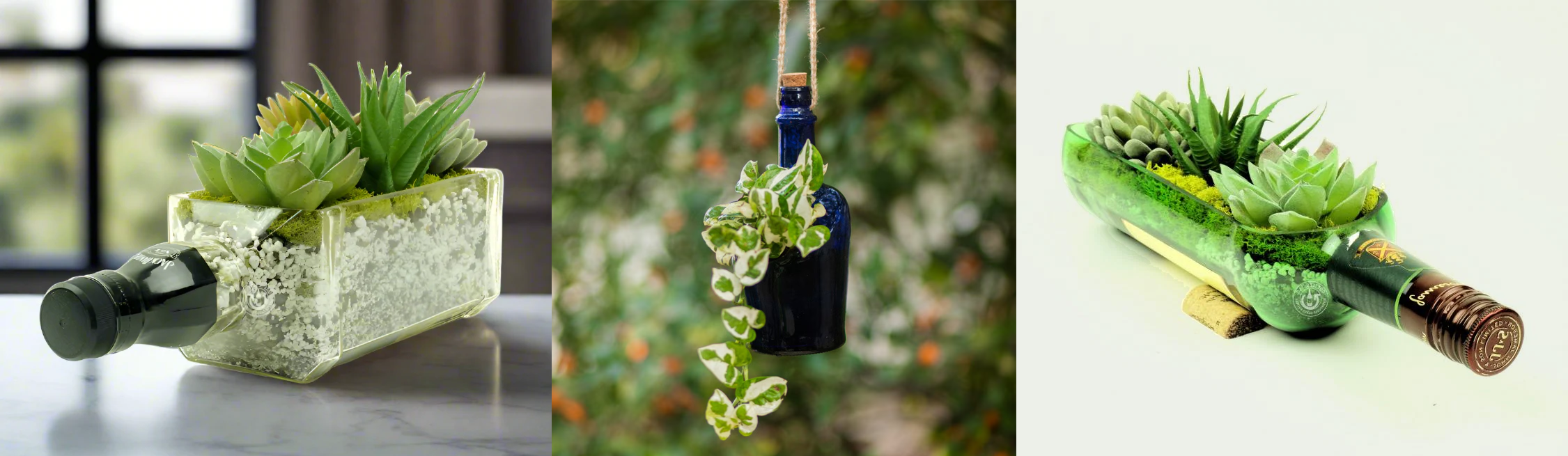 whiskey bottle planters